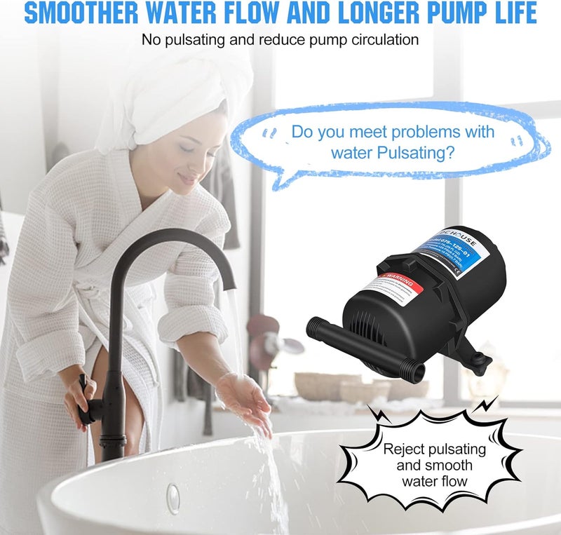 DC HOUSE Pre-Pressurized Water Accumulator Tank 0.75L 125PSI, RV Water Pressure Tank Smooth Flow Reduce Noise and Prolong Service Life for RV Yacht Faucet Shower Sprayer - Image 5